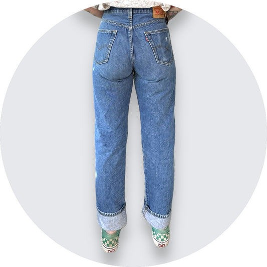 80's Levi's 501 Straight Leg Original Fit- Made in the USA - Medium Wash Vintage Denim Jeans