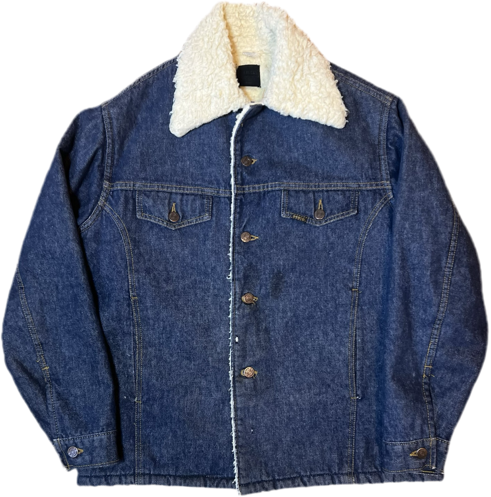 70s Sherpa Lined Roebucks Denim Trucker Jacket (M)