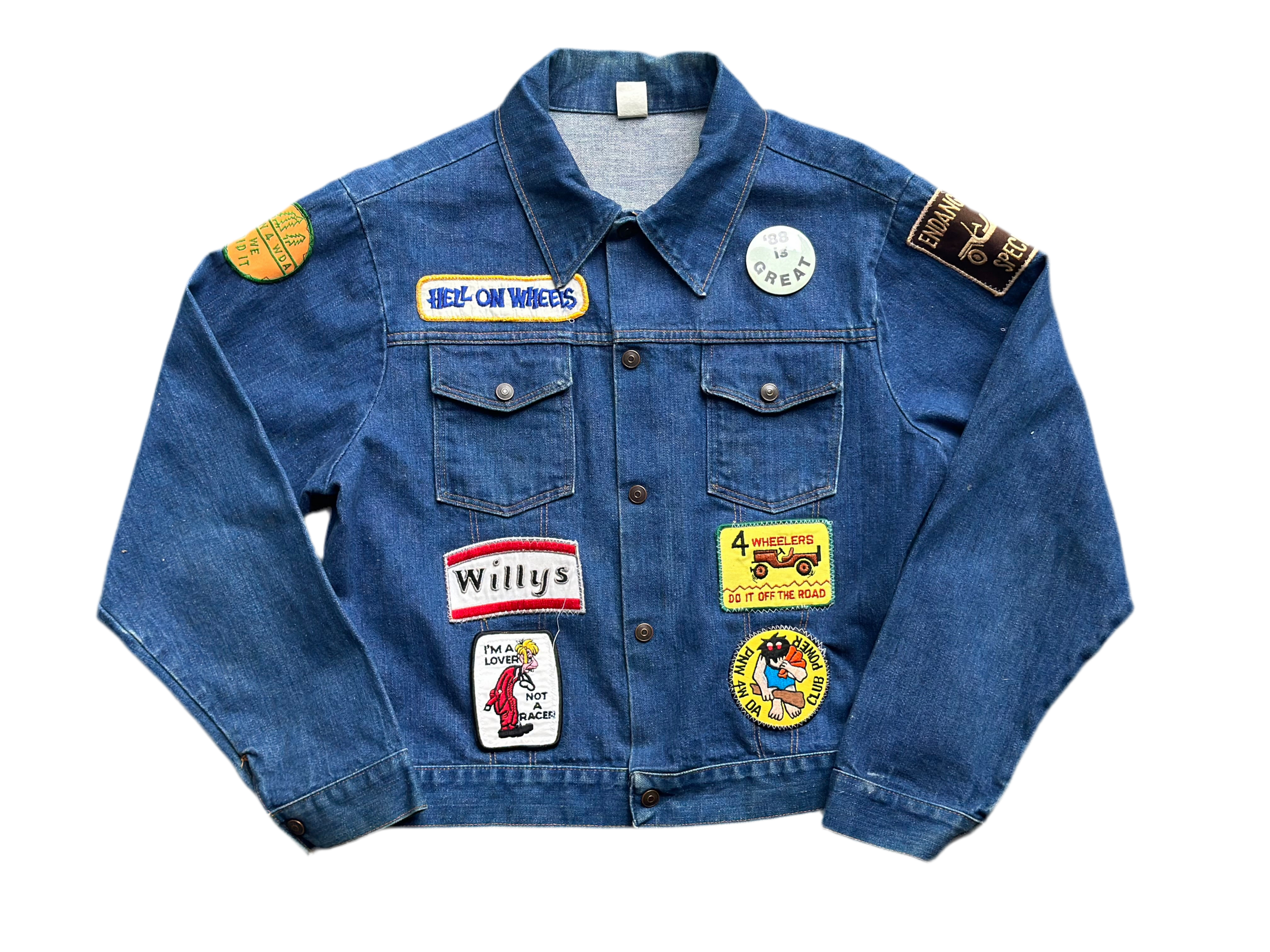 70's Denim Trucker Jacket w/ vintage patches M/L