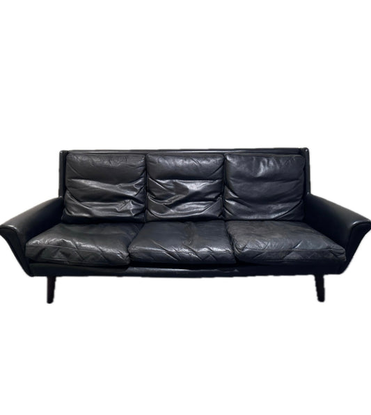 Mid century leather & down sofa