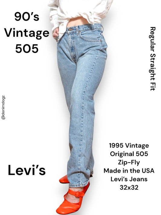 1995 Zip-fly Vintage USA-made 505 Levi’s denim jeans- 32x32