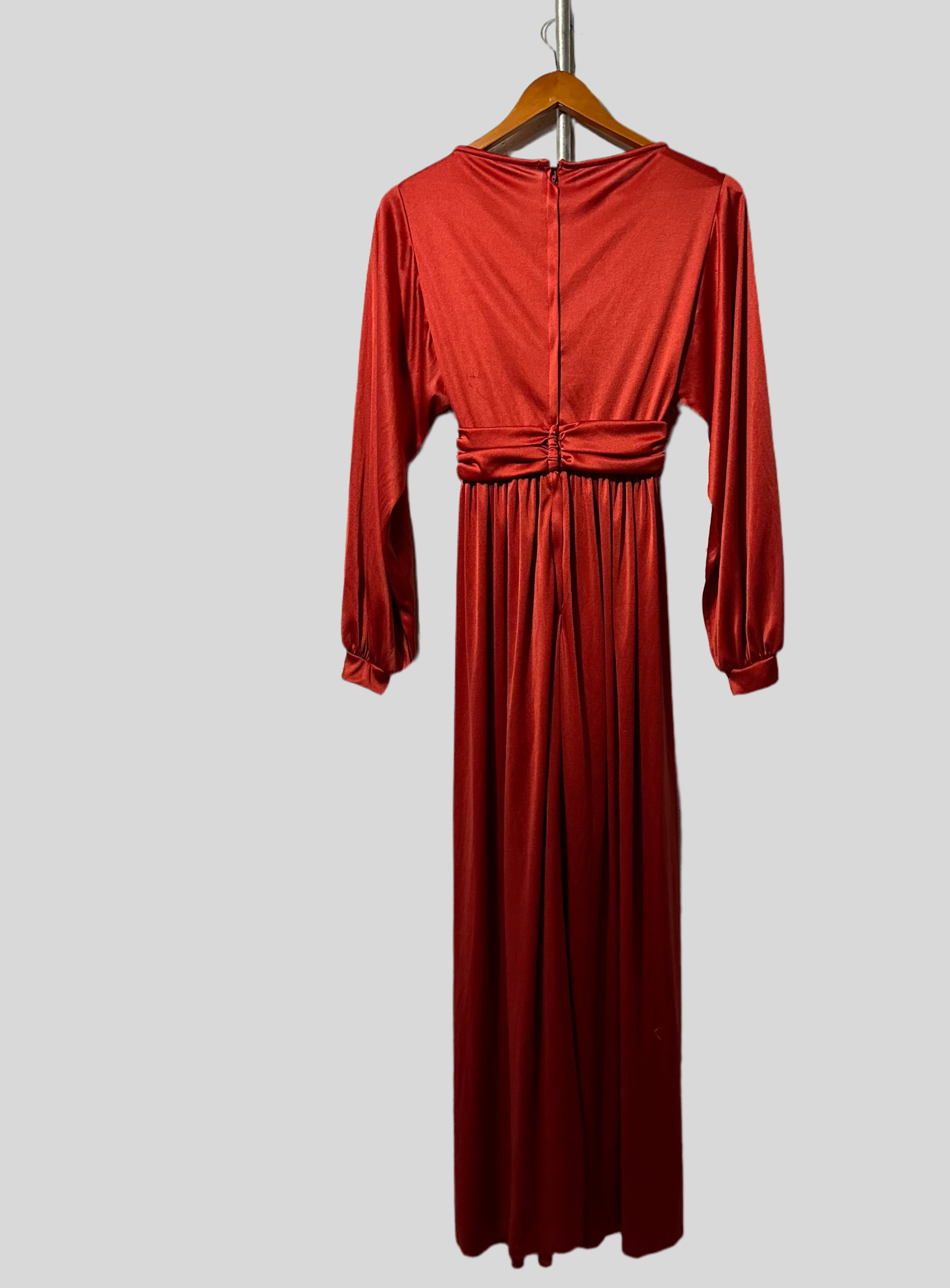 Stunning 70’s Handmade Red Regency Maxi-Dress