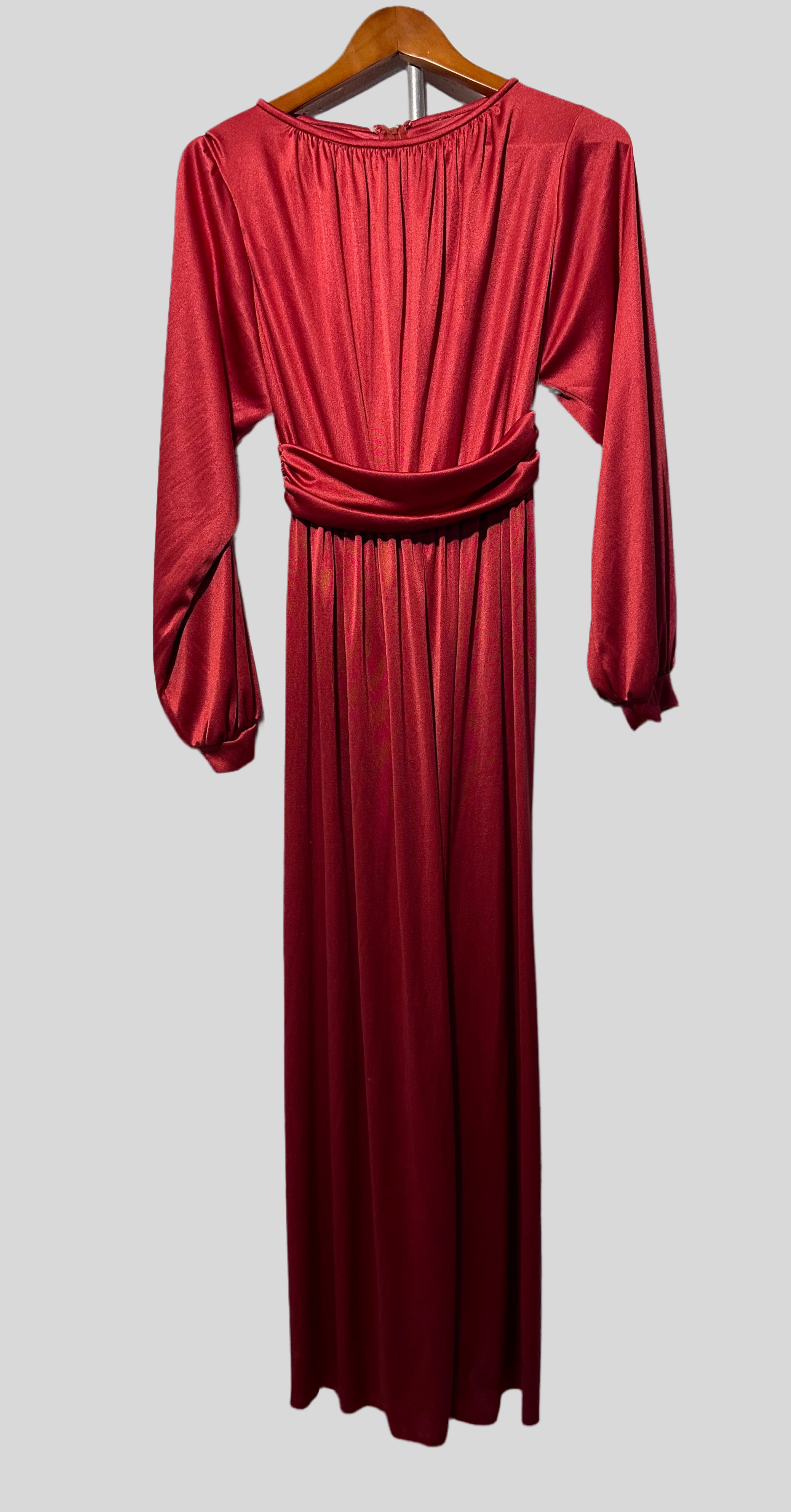 Stunning 70’s Handmade Red Regency Maxi-Dress