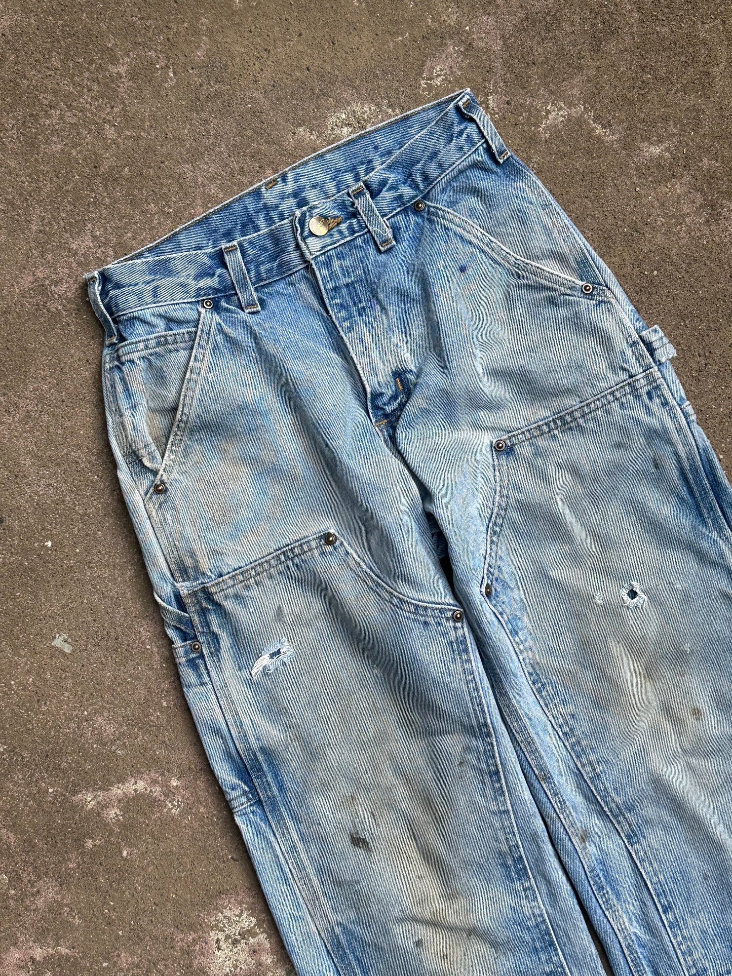 Carhartt dungaree fit double knee thrashed denim carpenter jeans 28 x 29
