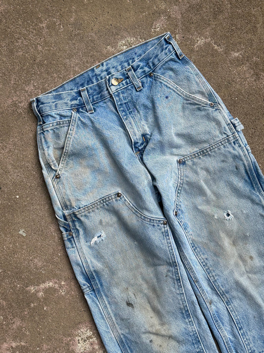 Carhartt dungaree fit double knee thrashed denim carpenter jeans 28 x 29