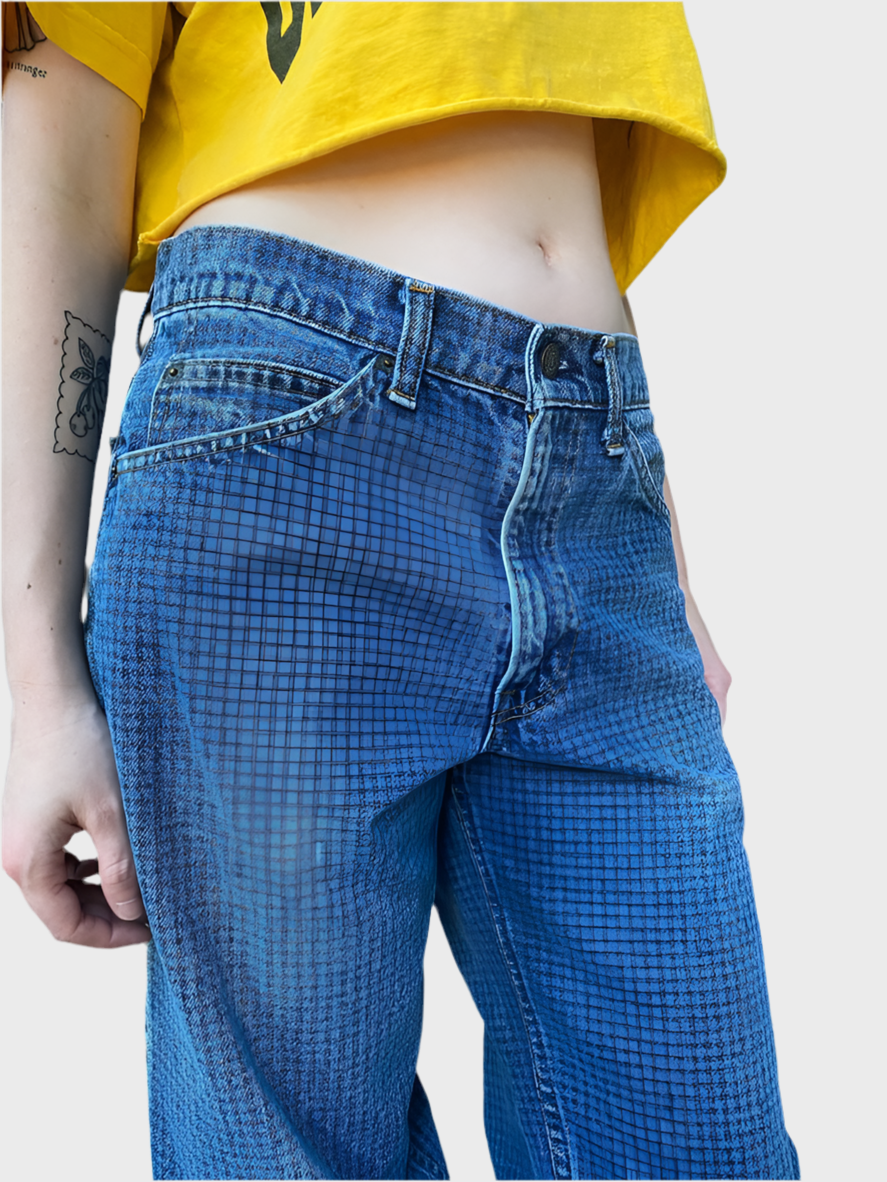 Levi's orange tab medium wash houndstooth pattern denim jeans (26)