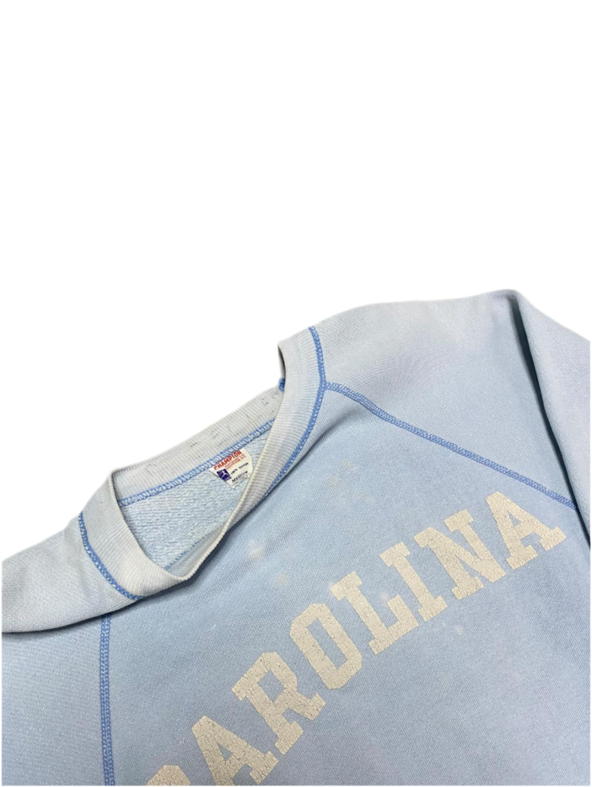 50's Champion running man sun faded sky blue Carolina Collegiate Raglan