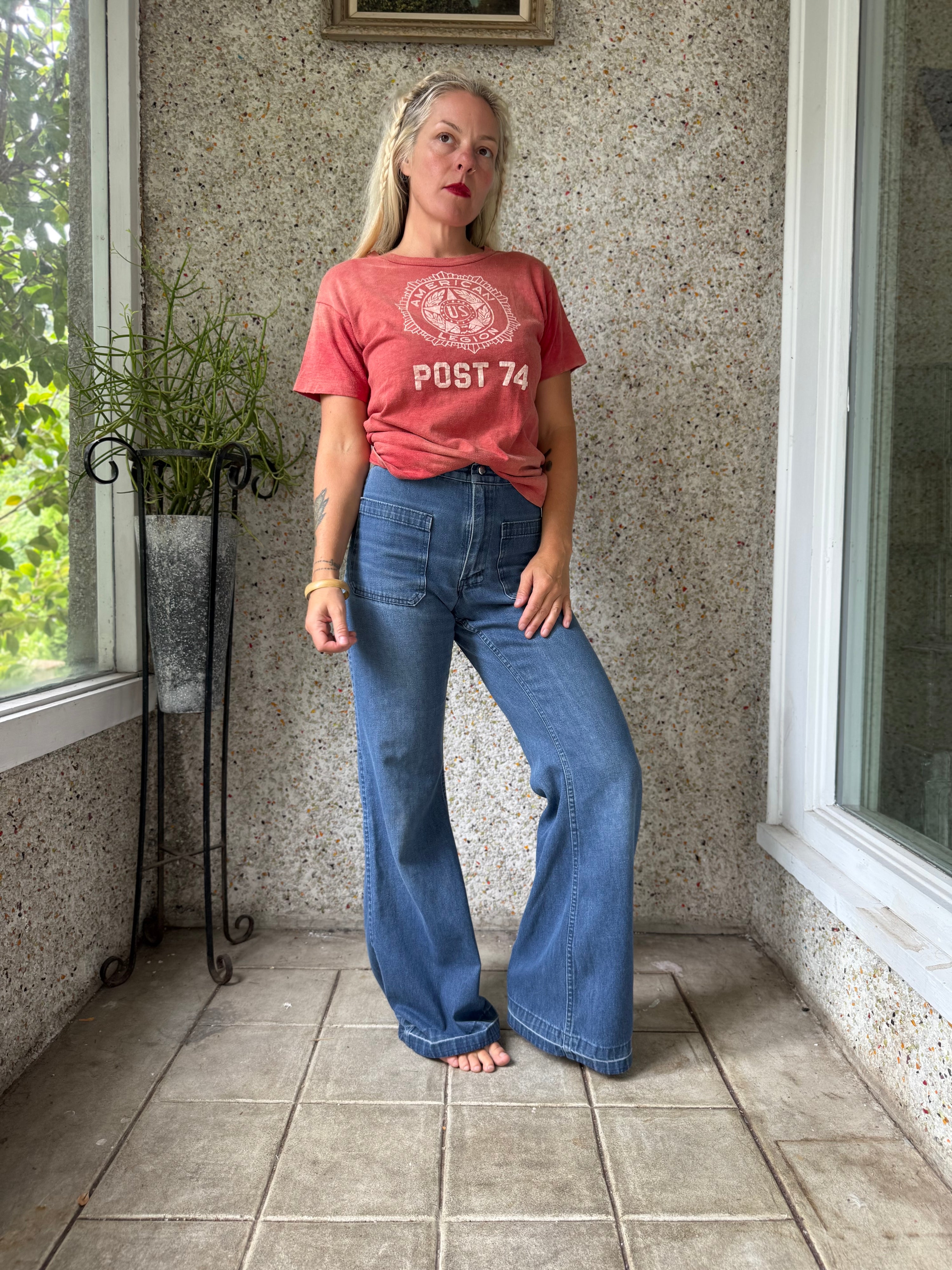 70’s USN Seafarer faded denim dungarees 26 W