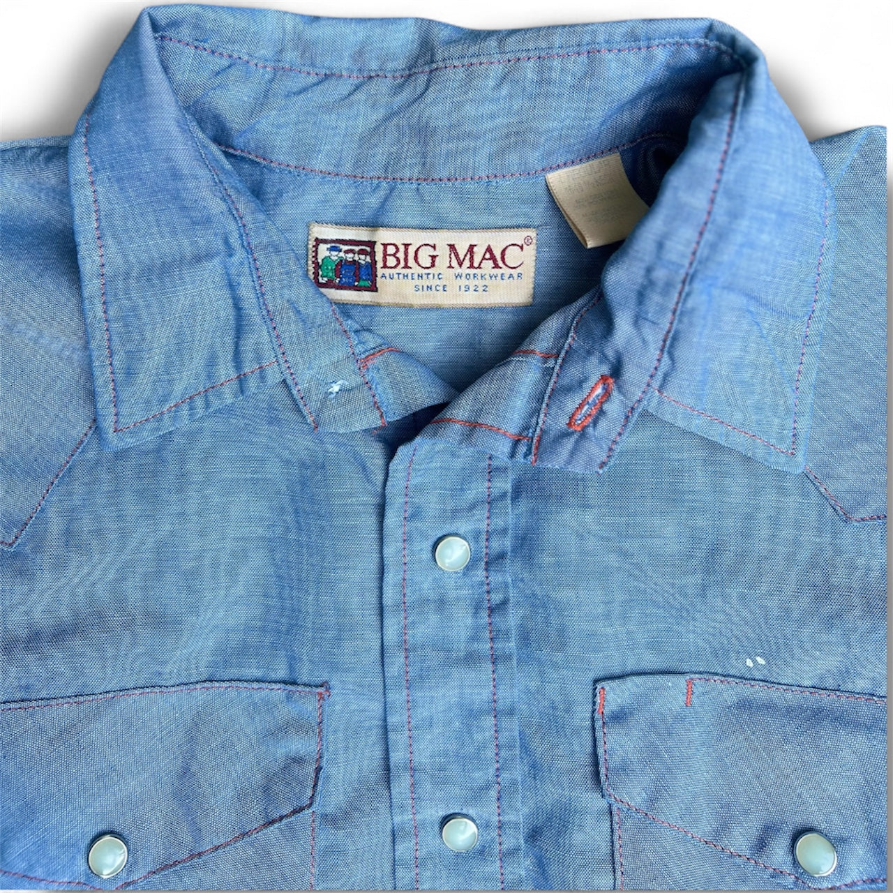 70’s Big Mac chambray pearl snap top L