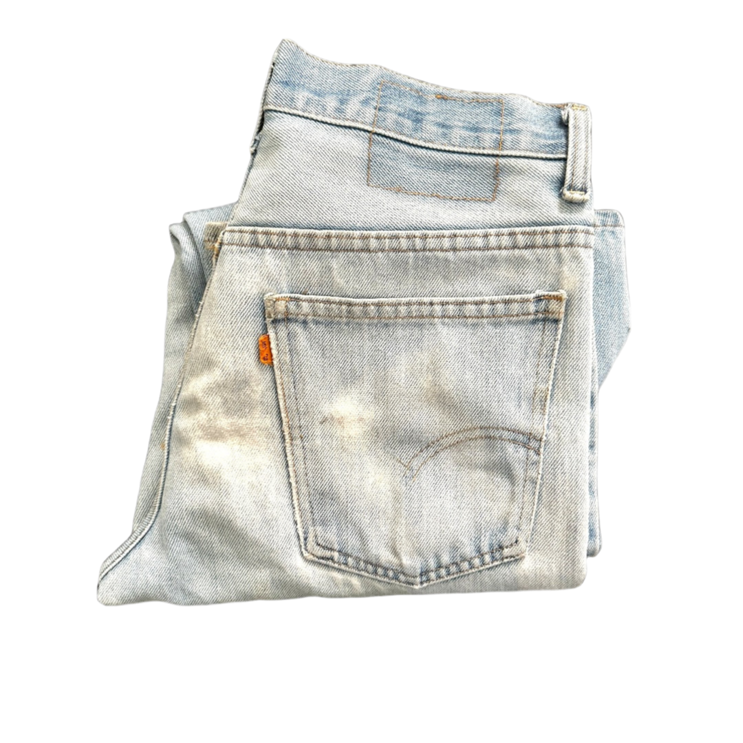 517 Levi’s 1972 orange tab light wash distressed bootcut jeans (30)