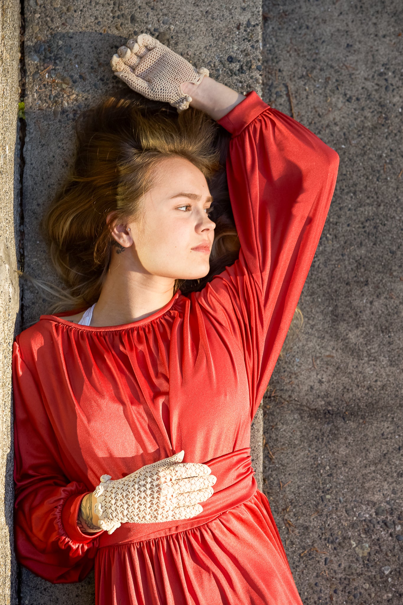 Stunning 70’s Handmade Red Regency Maxi-Dress