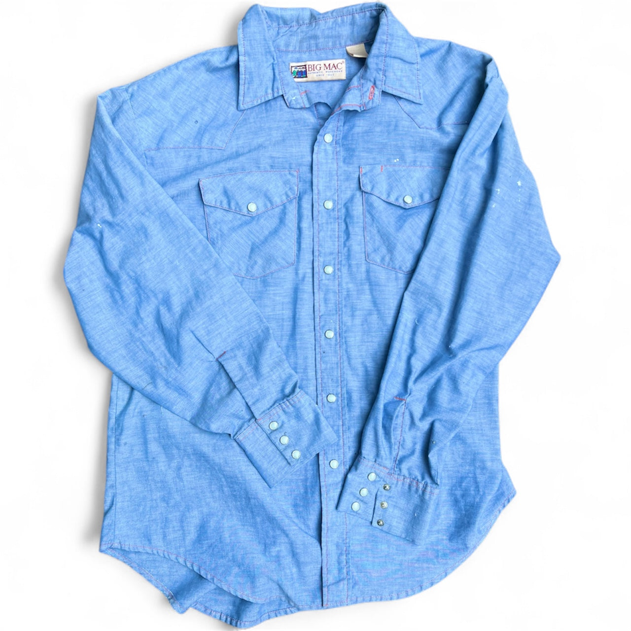 70’s Big Mac chambray pearl snap top L