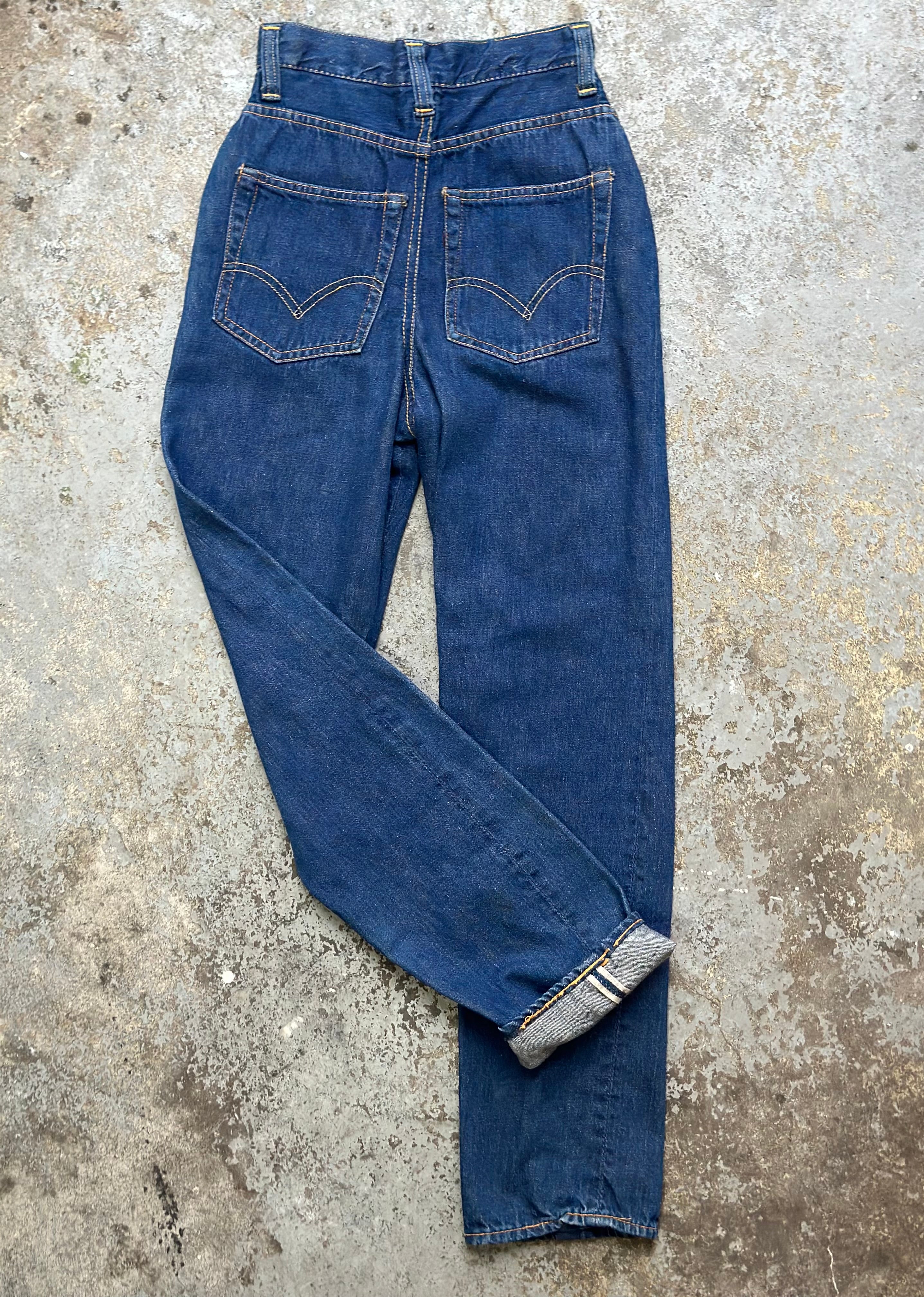 1950's Levi's 701 Big E Redline Selvedge denim jeans, V-Stitch 24 x 30