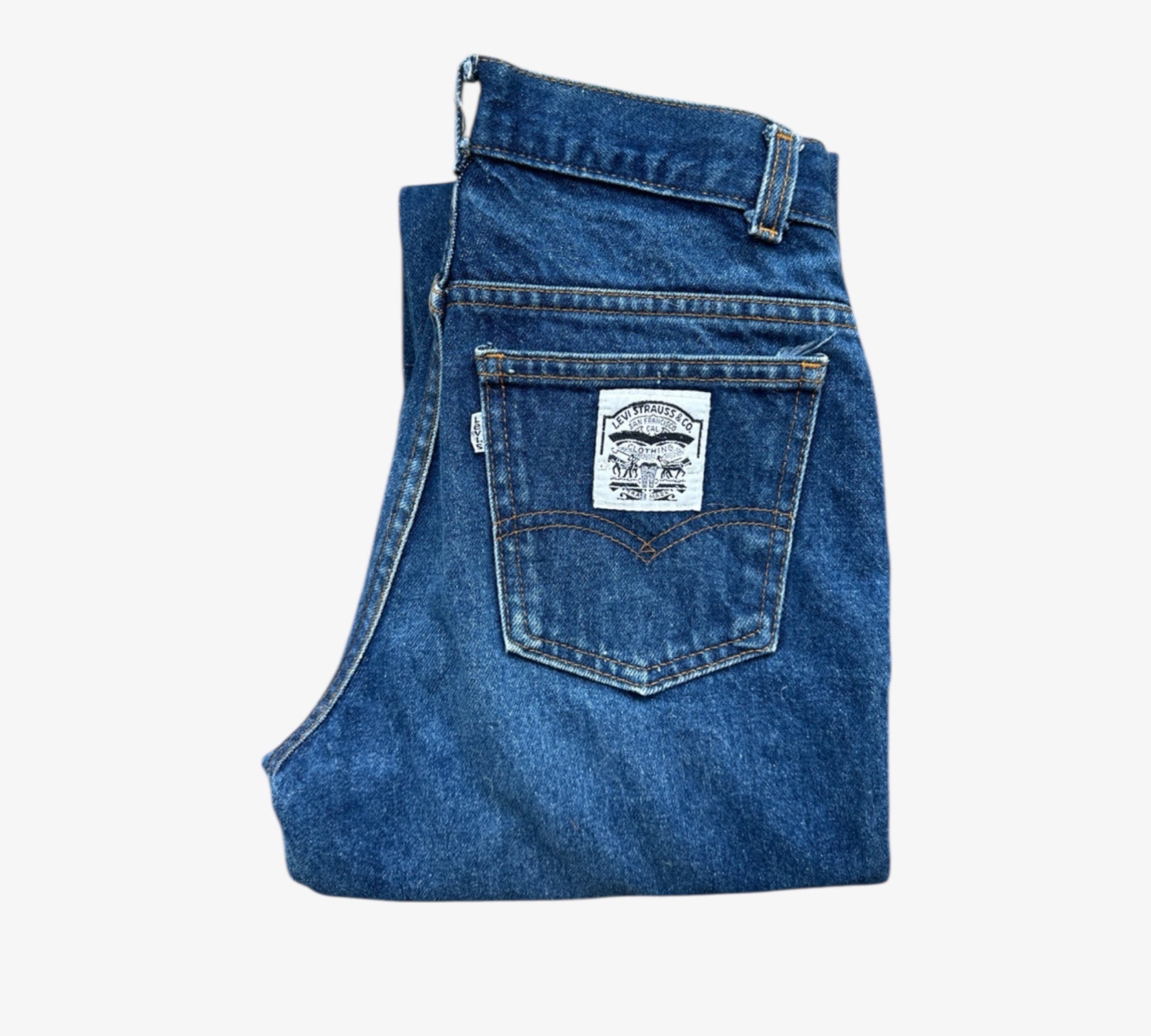 80's Levi's double horse white tab slim denim jeans - 26 x 30