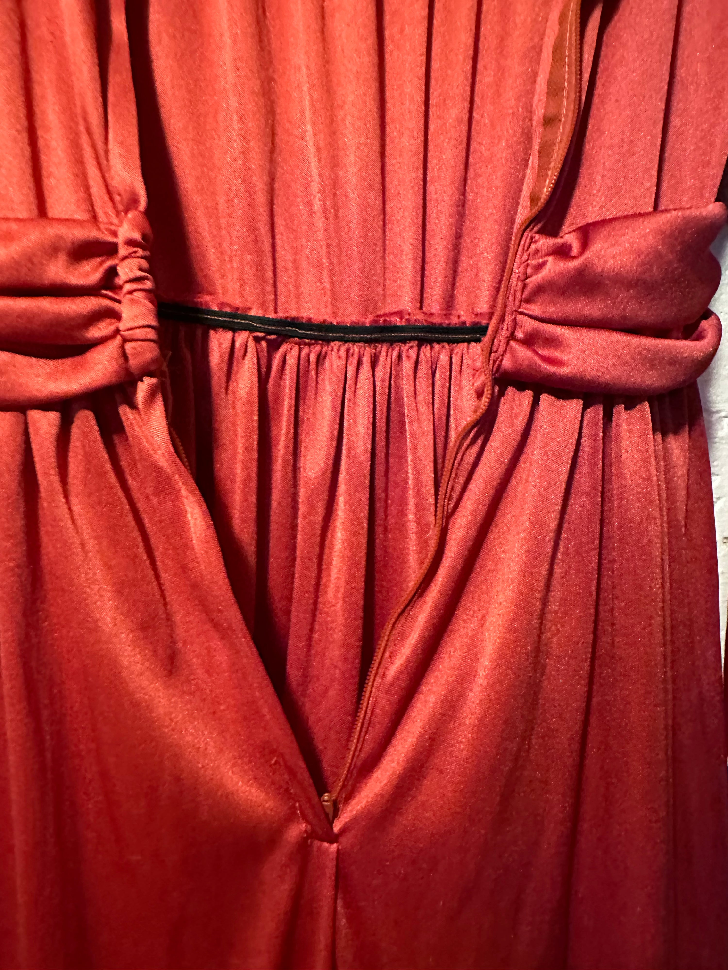 Stunning 70’s Handmade Red Regency Maxi-Dress