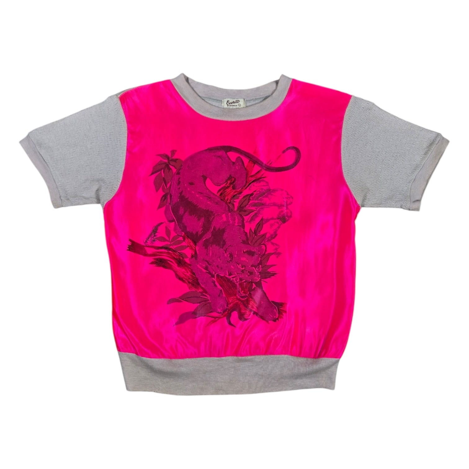 Vintage Day Glo Panther knit top - S