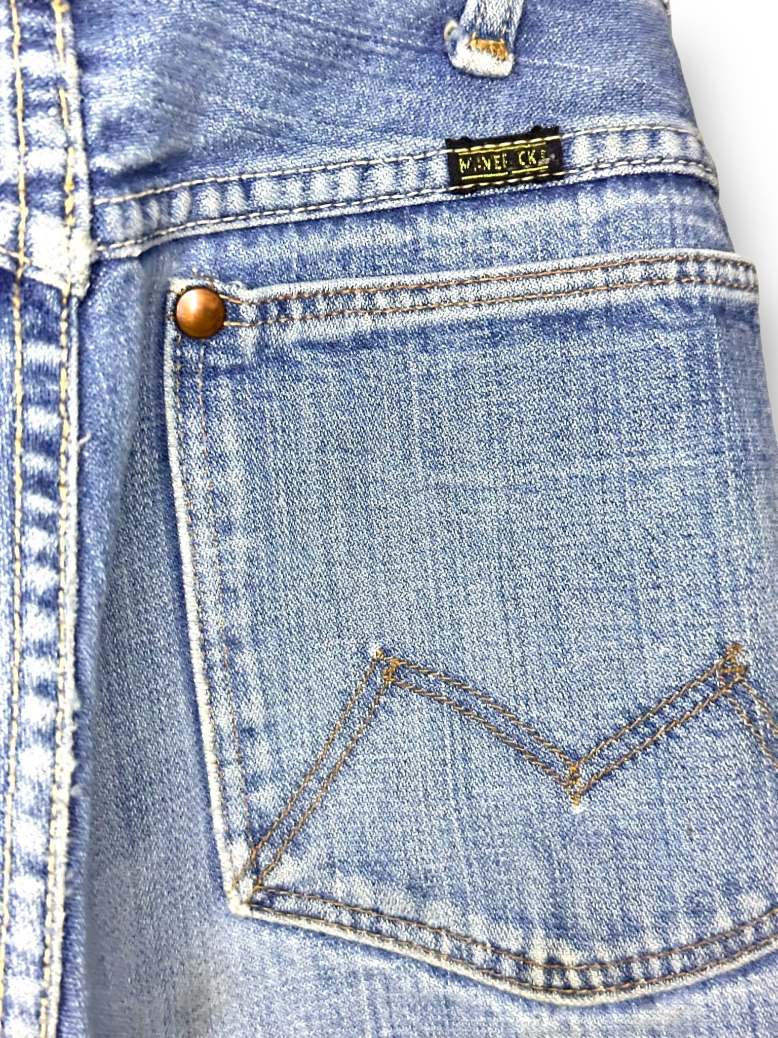 60's Maverick Vintage Western Selvage denim Jeans. Hidden Rivets, Red M Label, Scovill Zipper - 30" - Denim Dogz