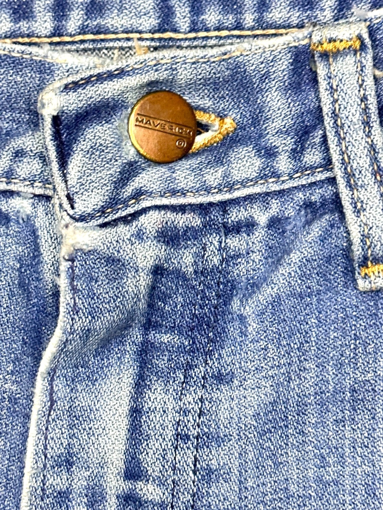 60's Maverick Vintage Western Selvage denim Jeans. Hidden Rivets, Red M Label, Scovill Zipper - 30" - Denim Dogz